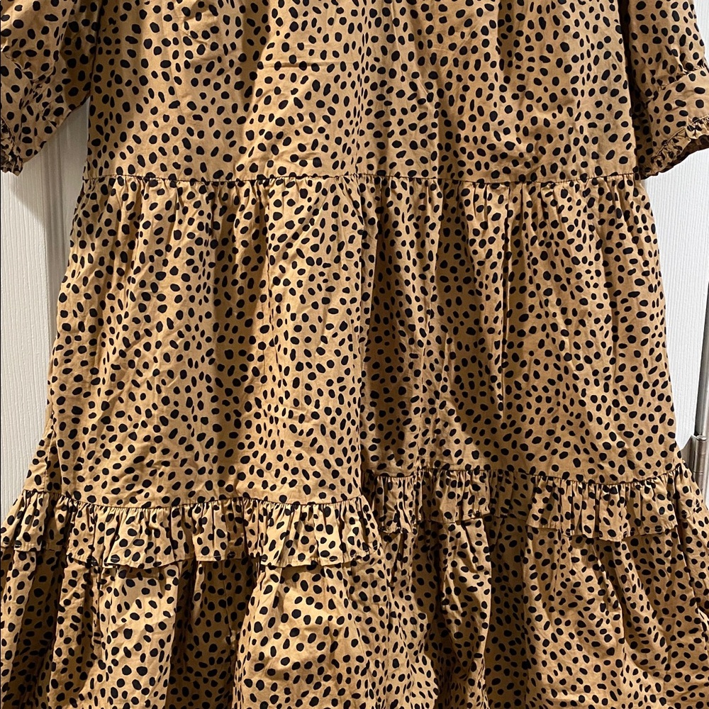 J. Crew Tan and Black Polka Dot Midi Dress - Picture 7 of 15